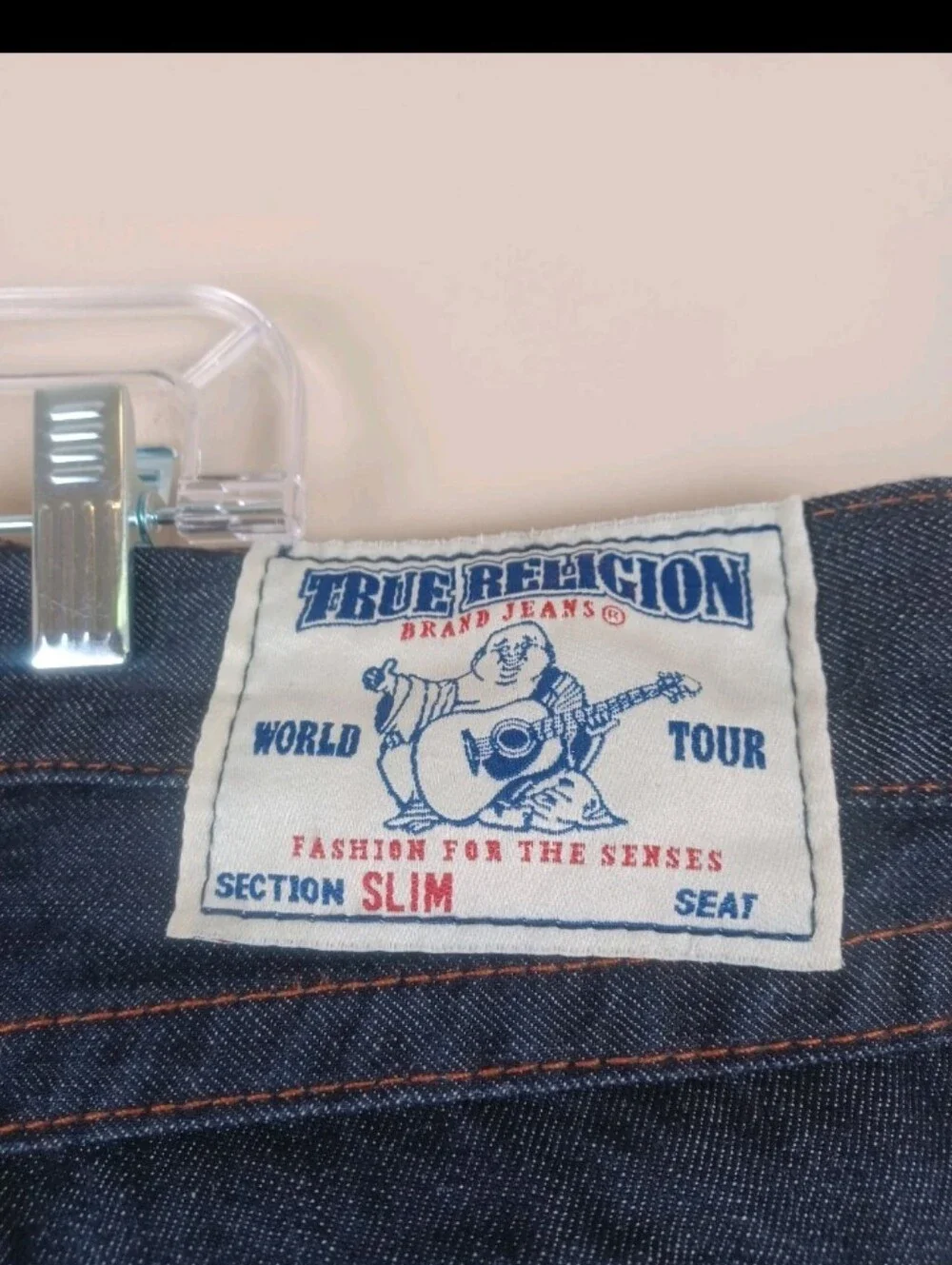 Rare True Religion Slim Flap Jeans Mens 40x36 Thick Stitch Streetwear READ